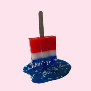 Melting Popsicle Art Sculpture - RED WHITE BLUE Patriotic